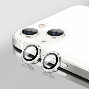 Metal Ring Camera Tempered Glas Film fr Apple iPhone 14 Plus Panzer Zubehr Glas Silber