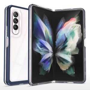 F�r Samsung Galaxy Z Fold4 5G 360 Grad Schock Durchsichtig Acrylic + PC + TPU Cover Handy Tasche H�lle Etuis Blau