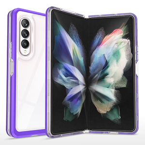 Fr Samsung Galaxy Z Fold4 5G 360 Grad Schock Durchsichtig Acrylic + PC + TPU Cover Handy Tasche Hlle Etuis Lila