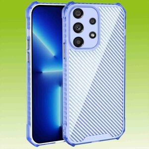 Fr Samsung Galaxy A53 5G Schock Carbon TPU Silikon Etuis Handy Hlle Blau Case 