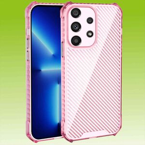 Für Samsung Galaxy A13 4G / 5G / A04S Schock Carbon TPU Silikon Etuis Handy Hülle Tasche Pink 