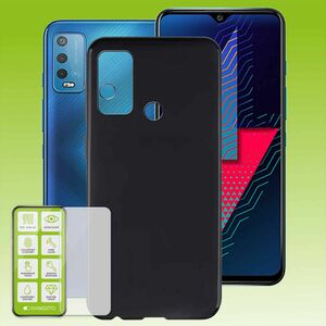 F�r Wiko Power U30 Silikoncase TPU Schwarz + 0,26 H9 Glas Handy Tasche H�lle Schutz Cover