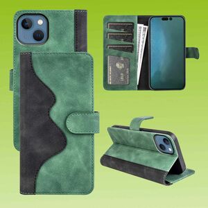 Fr Apple iPhone 14 Design Handy Tasche Wallet Premium Grn Schutz Hlle Case Cover Etuis Neu Zubehr