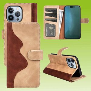 Fr Apple iPhone 14 Pro Max Design Handy Tasche Wallet Premium Braun Schutz Hlle Case Cover Etuis Neu Zubehr