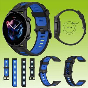 Fr Amazfit GTR 4 / GTS 4 Watch Uhr Kunststoff / Silikon Armband Ersatz Arm Band Ersatz Schwarz / Blau