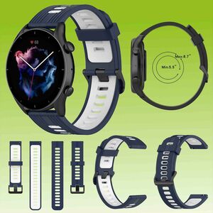 Fr Amazfit GTR 4 / GTS 4 Watch Uhr Kunststoff / Silikon Armband Ersatz Arm Band Ersatz Dunkel-Blau / Wei