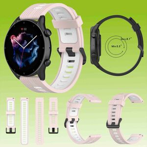 Fr Amazfit GTR 4 / GTS 4 Watch Uhr Kunststoff / Silikon Armband Ersatz Arm Band Ersatz Rosa / Wei