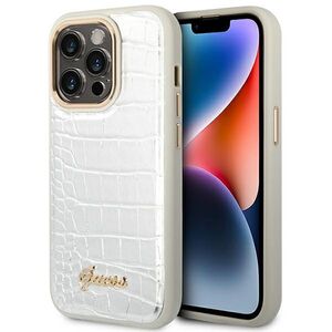 Guess Apple iPhone 14 Pro Hardcase Schutzhlle Croco Collection Silber