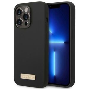 Guess Apple iPhone 14 Pro Hard Case Silicone Logo Plate MagSafe Cover Schutzhlle Schwarz