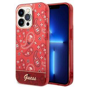 GUESS Schutzhlle fr Apple iPhone 14 Pro Cover Etui Hardcase Bandana Paisley Rot