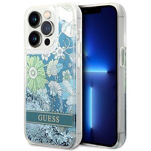 Guess Apple iPhone 14 Pro Hard Case Paisley Liquid Glitter Blau