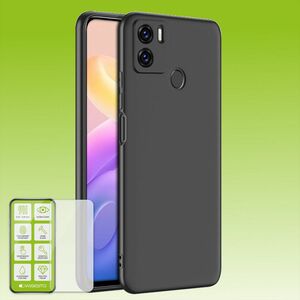 F�r Xiaomi Redmi A1+ Plus Silikoncase TPU Schwarz + 0,26 H9 Glas Handy Tasche H�lle Schutz Cover