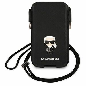 Karl Lagerfeld Torebka hardcase Saffiano Ikonik Karl`s Collection Universal Handtasche fr Smartphone 6,1 Wallet Schwarz