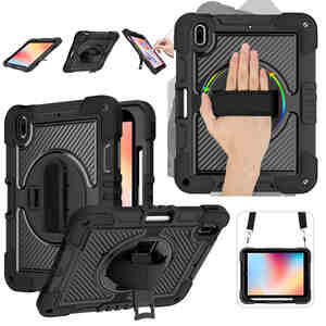 F�r Apple iPad 11. Gen A16 2025 / 10.9 2022 aufstellbare Outdoor Hybrid Schwarz 360 Grad Tablet Tasche