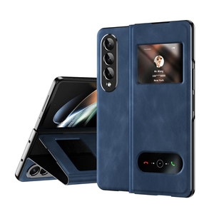 Fr Samsung Galaxy Z Fold4 5G Window View Flip Cover Kunstleder Handy Tasche Hlle Etuis D-Blau
