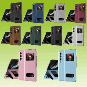 Fr Samsung Galaxy Z Fold4 5G Window View Flip Cover Kunstleder Handy Tasche Etuis