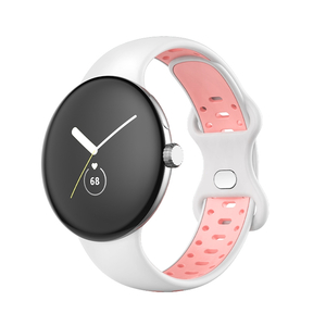 Fr Google Pixel Watch 3 41mm / 2 / 1 Silikon Armband L Wei / Pink