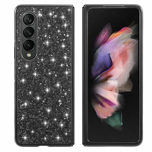 F�r Samsung Galaxy Z Fold4 5G Glitzer Diamant Design Kunststoff TPU Cover Handy Tasche H�lle Etuis Schwarz