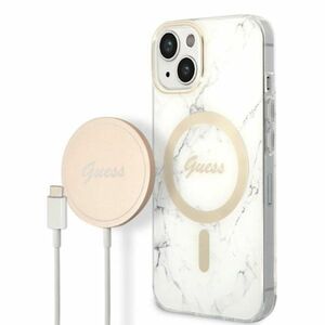 GUESS Schutzhlle fr Apple iPhone 14 Plus Hard Case Marble MagSafe Wei