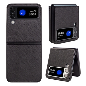 F�r Samsung Galaxy Z Flip4 5G Design Cross Texture Cover Handy Tasche H�lle Etuis Muster Schwarz