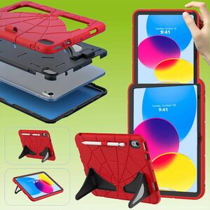Fr Apple iPad 10.9 2022 10. Generation aufstellbares Outdoor Hybrid Rot / Schwarz Tablet Tasche Etuis Cover Case Schutz Robust Neu