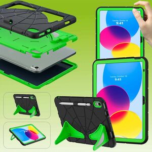 Fr Apple iPad 10.9 2022 10. Generation aufstellbares Outdoor Hybrid Schwarz / Grn Tablet Tasche Etuis Cover Case Schutz Robust Neu
