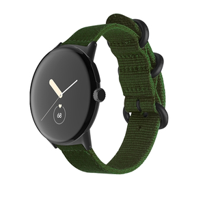 Fr Google Pixel Watch 1 + 2 Gewebtes Nylon Armband Army Grn / Schwarz