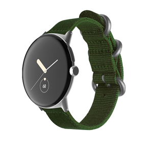 Fr Google Pixel Watch 3 41mm / 2 / 1 Nylon Armband Army Grn / Silber