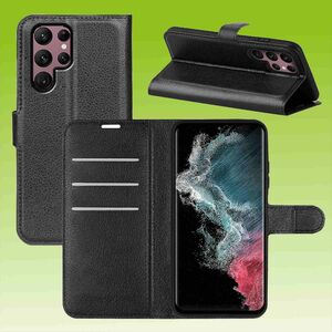 F�r Samsung Galaxy S23 Ultra Handy Tasche Wallet Premium Schutz H�lle Case Cover Etuis Neu Zubeh�r Schwarz