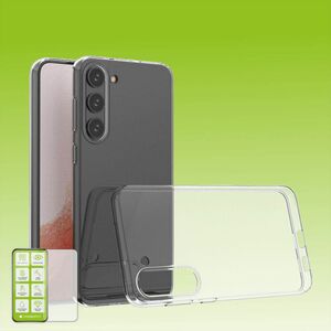 F�r Samsung Galaxy S23 Plus Silikoncase TPU Transparent + 0,26 H9 Glas Handy Tasche H�lle Schutz Cover
