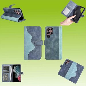 Fr Samsung Galaxy S23 Ultra Design Handy Tasche Wallet Premium Blau Schutz Hlle Case Cover Etuis Neu Zubehr
