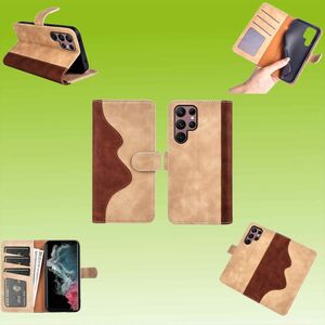 Fr Samsung Galaxy S23 Ultra Design Handy Tasche Wallet Premium Braun Schutz Hlle Case Cover Etuis Neu Zubehr