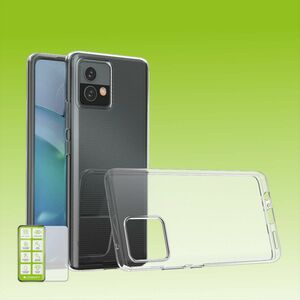 Fr Motorola Moto G72 Silikoncase TPU Transparent + 0,26 H9 Glas Handy Tasche Hlle Schutz Cover