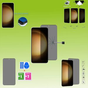 F�r Samsung Galaxy S23 Plus 3D Curved PRIVACY 0,3 mm H9 Hart Glas Schwarz Folie Schutz H�lle Neu