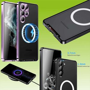 Fr Samsung Galaxy S23 Ultra Handy Tasche Magnetische Magsafe Metall Design Lila Cover Case Hlle