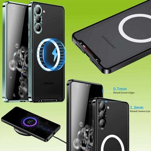 F�r Samsung Galaxy S23 Handy Tasche Magnetische Magsafe Metall Design Gr�n Cover Case H�lle
