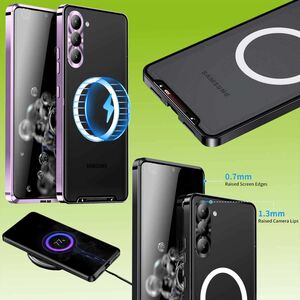 F�r Samsung Galaxy S23 Plus Handy Tasche Magnetische Magsafe Metall Design Lila Cover Case H�lle