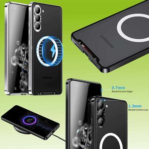 Fr Samsung Galaxy S23 Plus Handy Tasche Magnetische Magsafe Metall Design Silber Cover Case Hlle