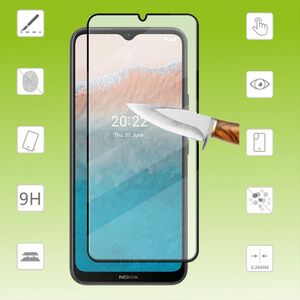 F�r Nokia C21 Plus 3D Premium 0,3 mm H9 Hart Glas Schwarz Folie Schutz H�lle Neu
