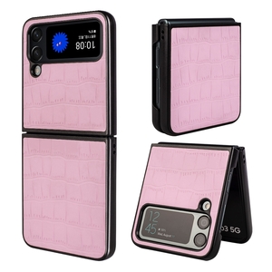 F�r Samsung Galaxy Z Flip4 Design Crocodile Texture Pink H�lle Schutz Hart Cover Handy Tasche Muster Etuis Case Cover Neu