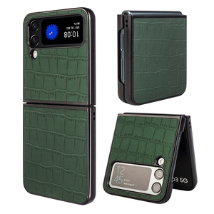 F�r Samsung Galaxy Z Flip4 Design Crocodile Texture Gr�n H�lle Schutz Hart Cover Handy Tasche Muster Etuis Case Cover Neu