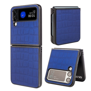 F�r Samsung Galaxy Z Flip4 Design Crocodile Texture Blau H�lle Schutz Hart Cover Handy Tasche Muster Etuis Case Cover Neu