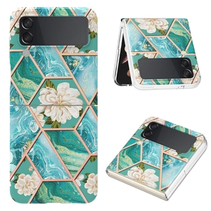 F�r Samsung Galaxy Z Flip4 Design Muster Kunststoff H�lle Schutz Cover Handy Tasche Muster / Motiv (blaue Blume) H�lle Etuis Muster