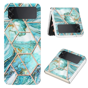 F�r Samsung Galaxy Z Flip4 Electroplating Splicing Marmor TPU H�lle Schutz Cover Handy Tasche Muster / Motiv Blau H�lle Etuis Muster