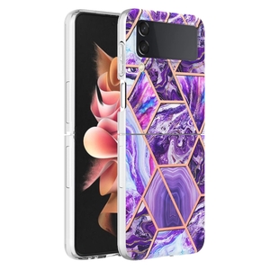 F�r Samsung Galaxy Z Flip4 Electroplating Splicing Marmor TPU H�lle Schutz Cover Handy Tasche Muster / Motiv H�lle Etuis Muster