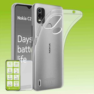 Fr Nokia C21 Plus Silikoncase TPU Transparent + 0,26 H9 Glas Handy Tasche Hlle Schutz Cover