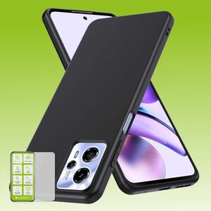 F�r Motorola Moto G13 Silikoncase TPU Schwarz + 0,26 H9 Glas Handy Tasche H�lle Schutz Cover