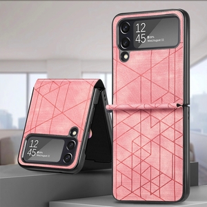Fr Samsung Galaxy Z Flip4 Faltbare Handyhlle mit geometrischer 3D-Prgung Rosa Schutz Cover Handy Tasche
