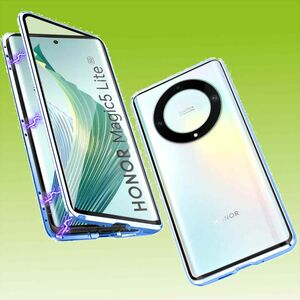 Fr Honor Magic 5 Lite Beidseitiger 360 Grad Magnet Glas Hlle Handy Tasche Bumper Blau
