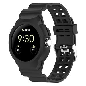 Fr Google Pixel Watch 3 41mm / 2 / 1 Silikon Band mit Gehuse Schwarz